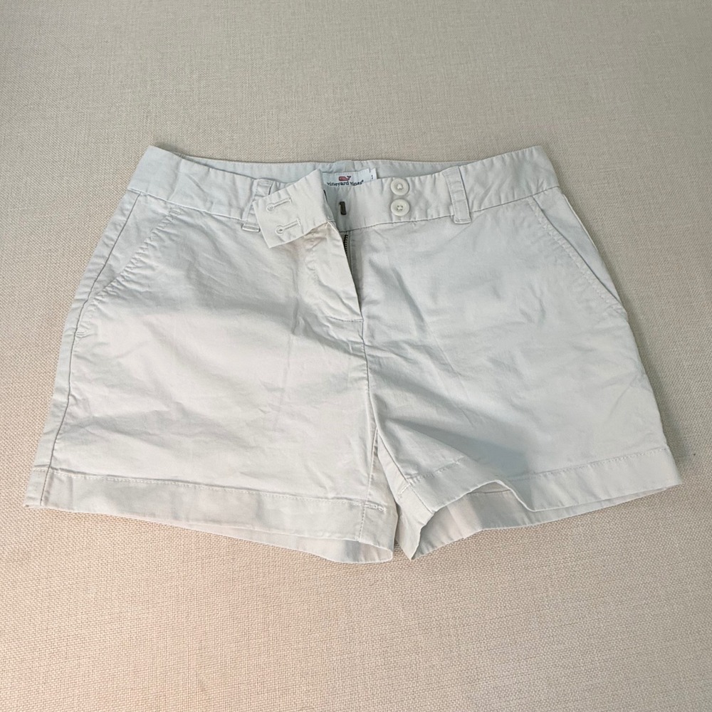 Vineyard Vines Womens Chino Shorts Beige Khaki Stretch Cotton Size 2 Preppy